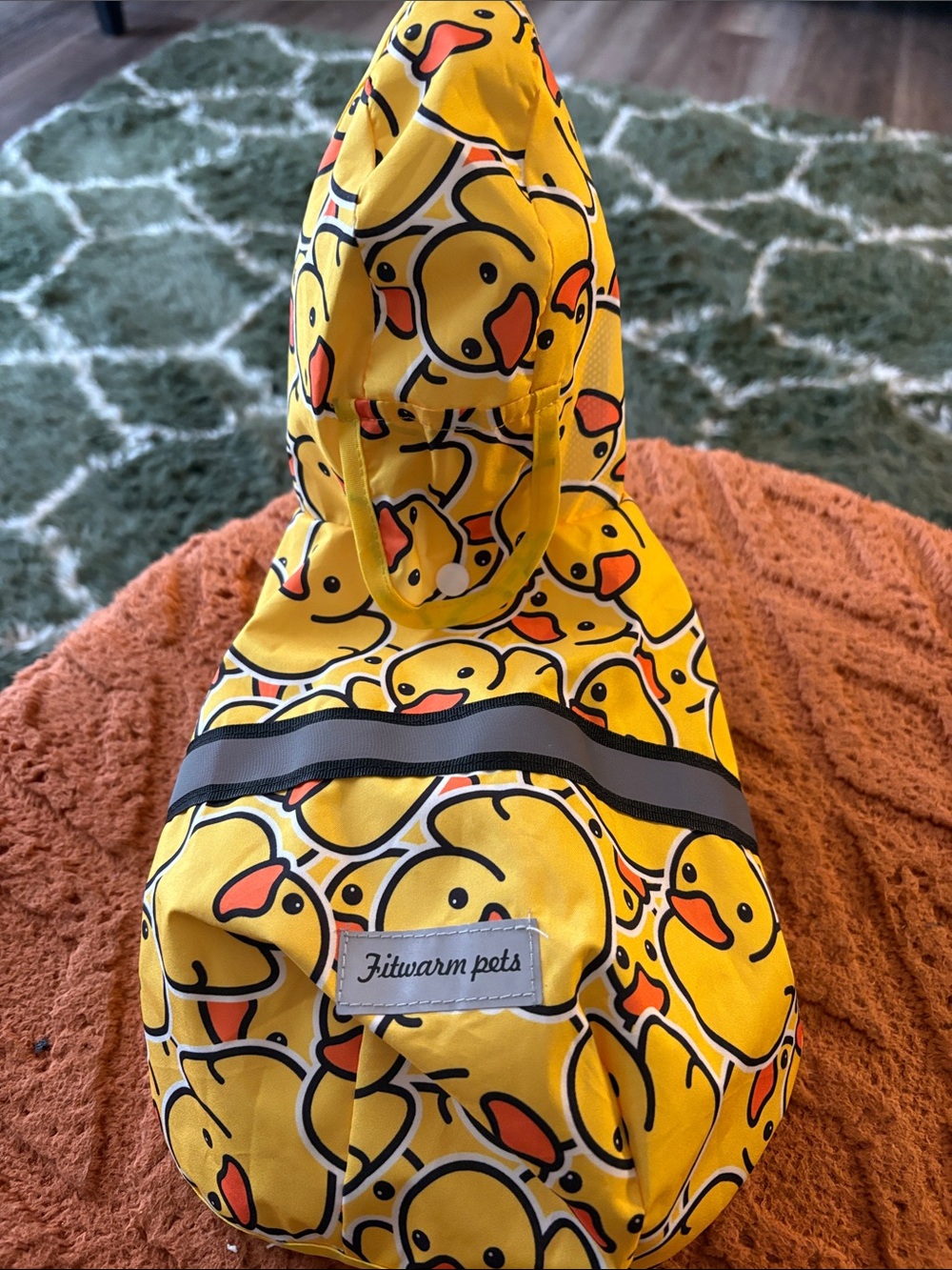 Fitwarm Pets Yellow Duck-Print Hooded Dog Raincoat